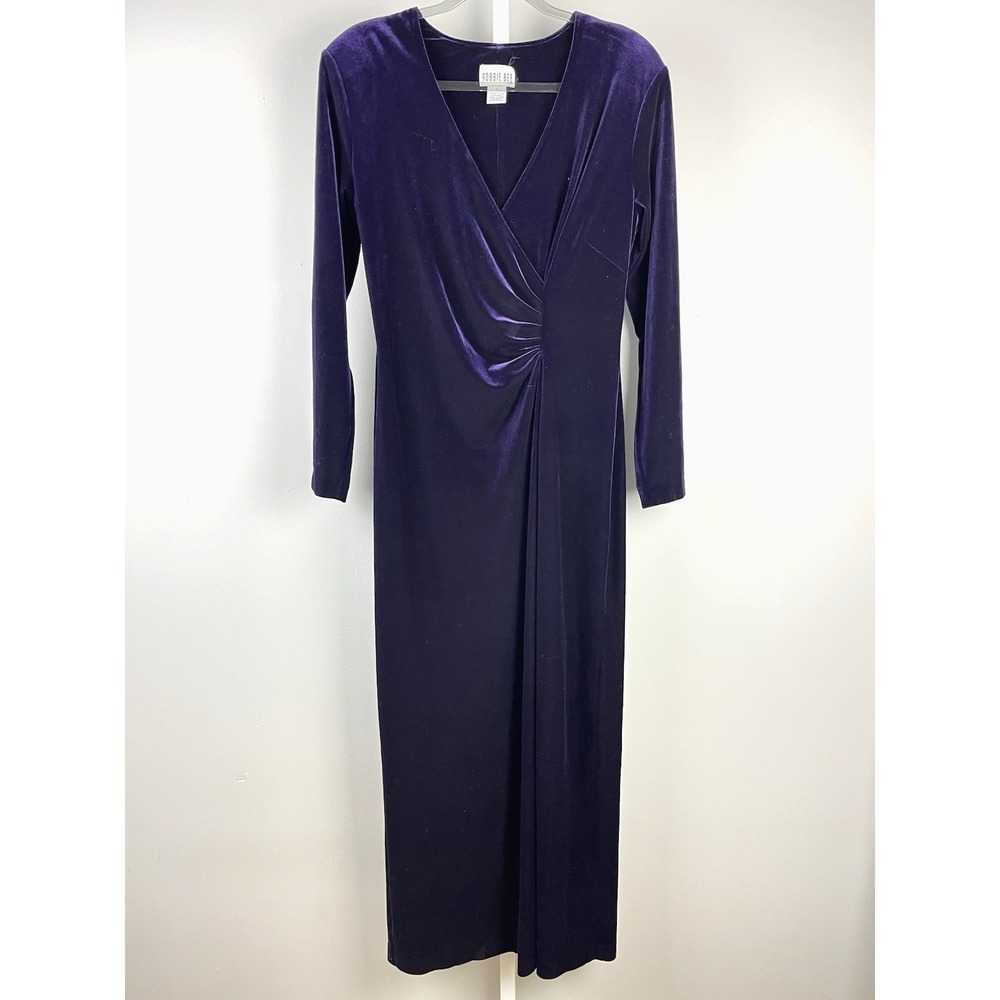 Robbie Bee Vintage Dress Womens 12 Purple Velvet Velour Gown Gothic Witchy